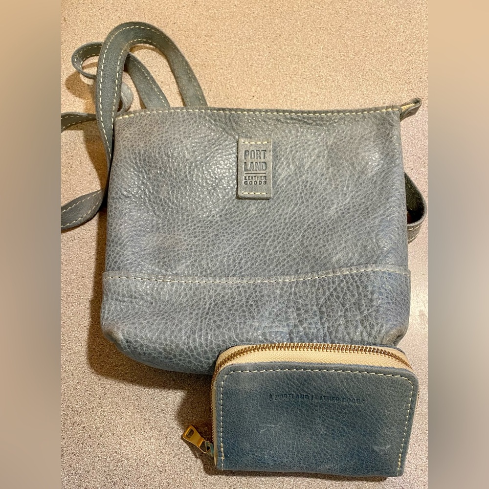 Portland Leather Denim Festival Bag w/Matching Mini-Zip Wallet!!